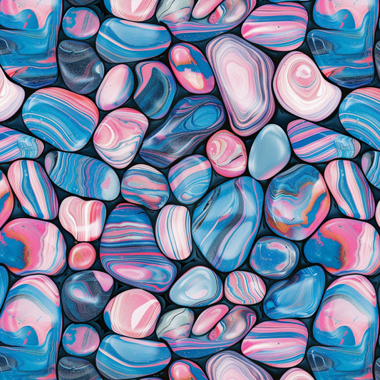 Pink and Blue River Rocks Pattern